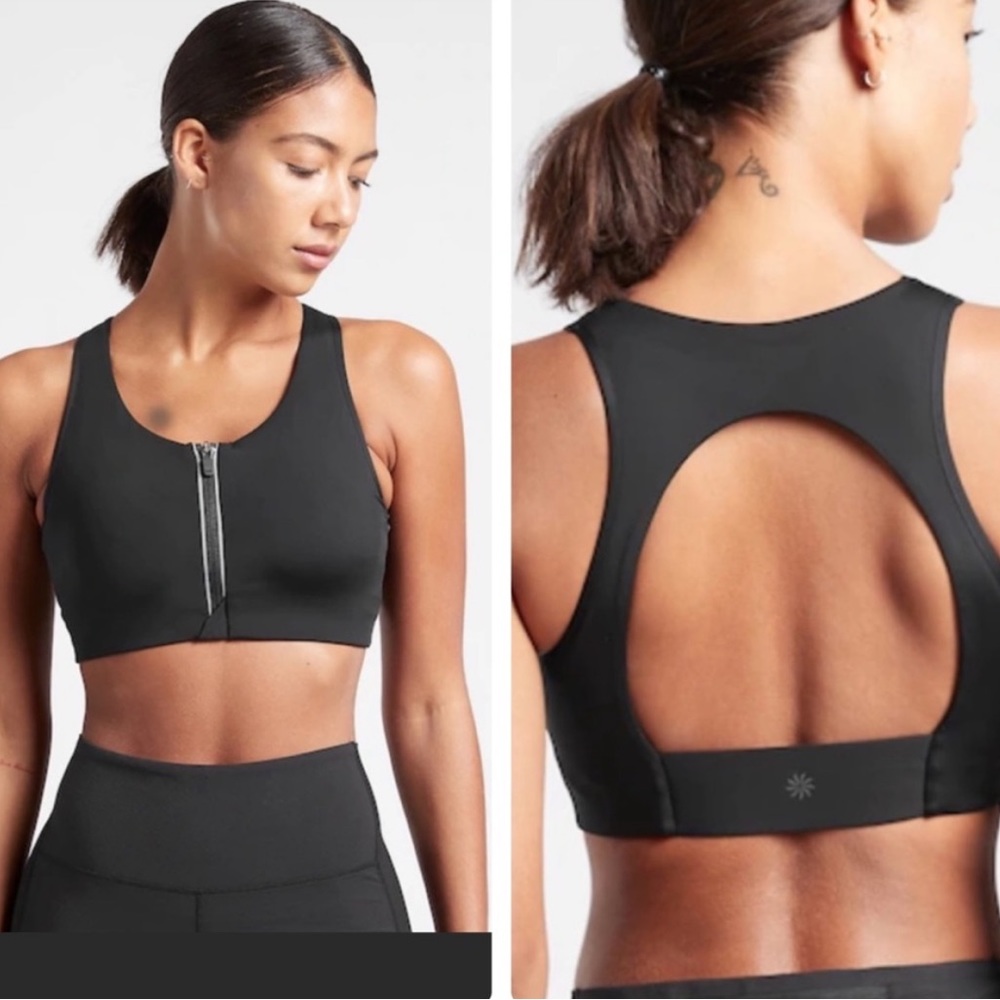 Athleta Zip Along Sports Bra Workout A-C Black
